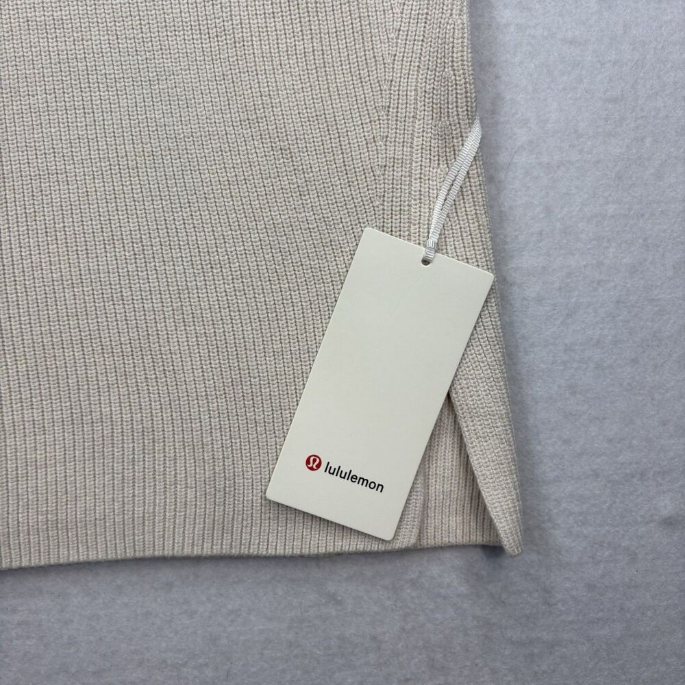 Lululemon NWT Merino Wool Blend Rib Crewneck Sweater Side Split Cream Size 4 - Picture 14 of 14